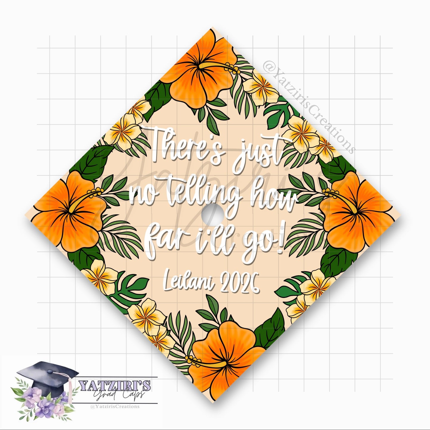 Hibiscus Tropical Printed Graduation Cap Topper