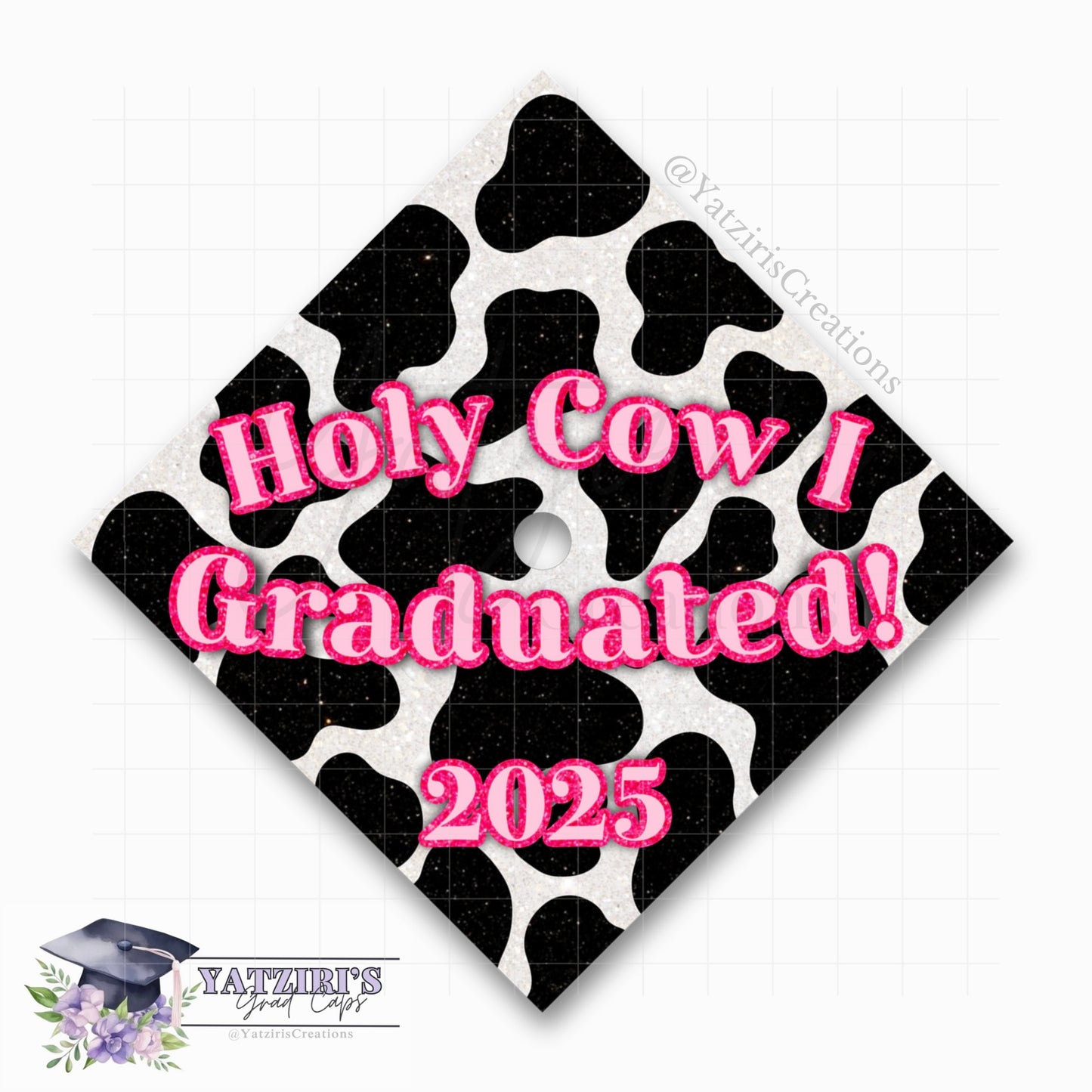 Holy Cow Printed Graduation Cap Topper