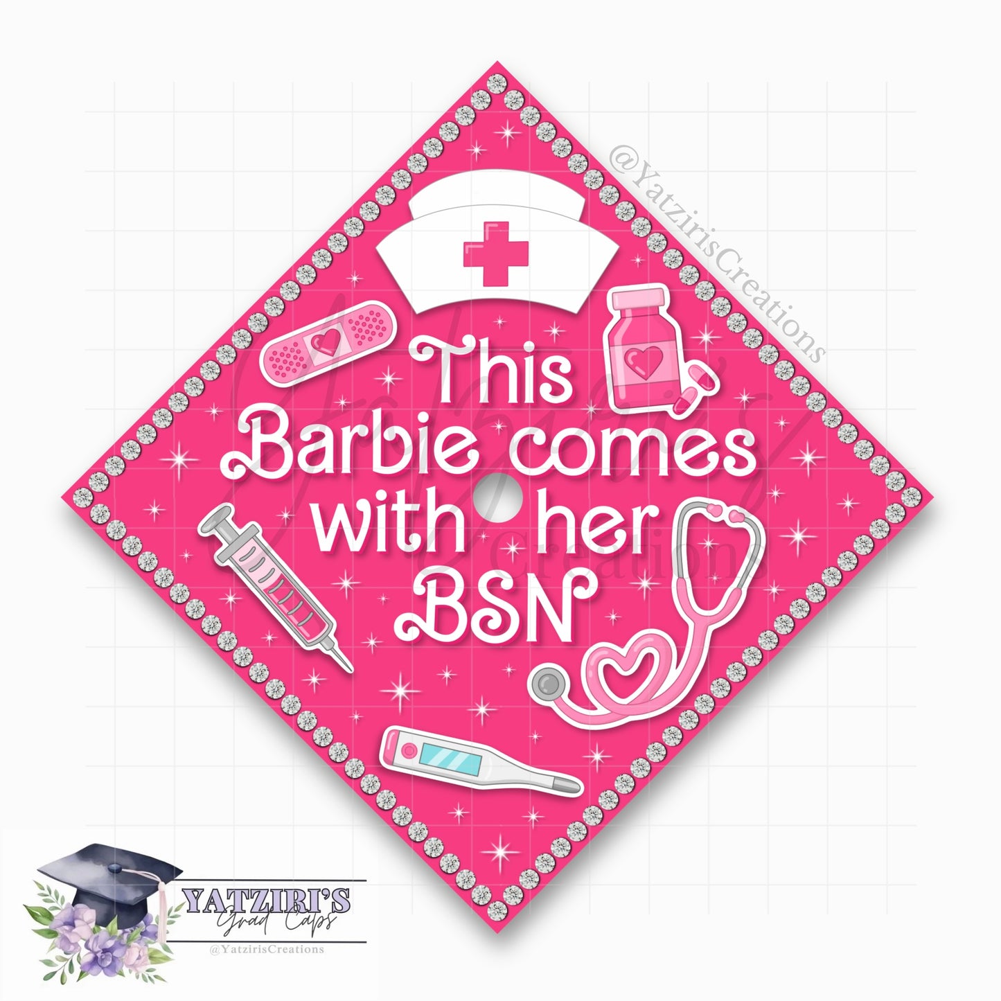 Barbie Nurse Printed Graduation Cap Topper