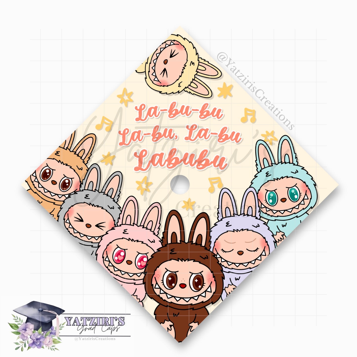 Labubu Printed Graduation Cap Topper