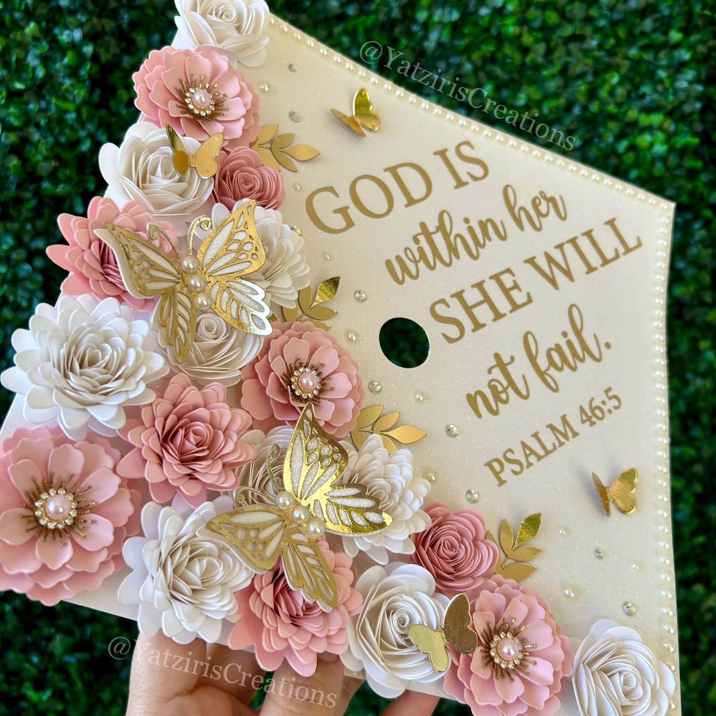 Personalized Graduation Cap Topper Pink & Gold