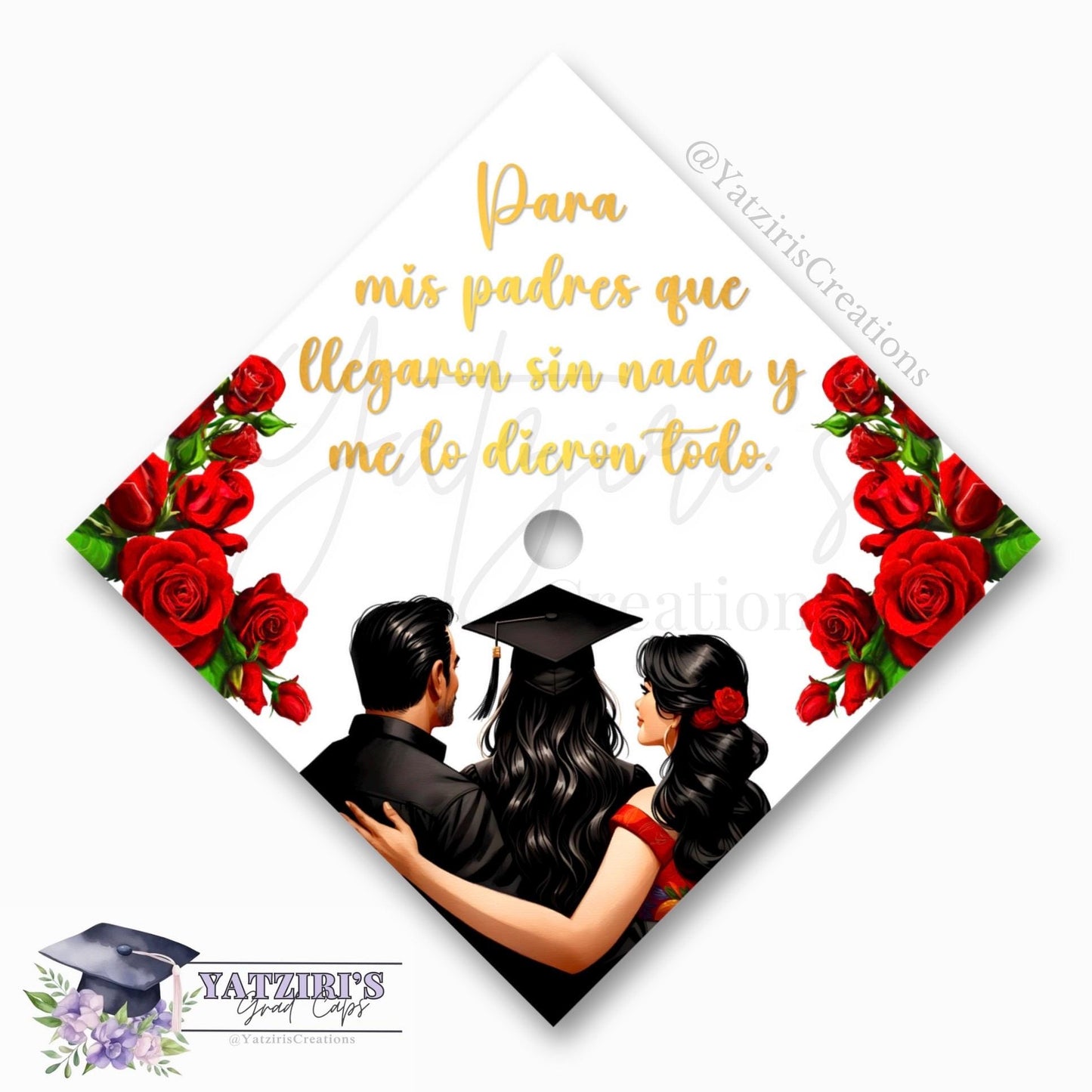 Floral Mexican Family Printed Graduation Cap Topper