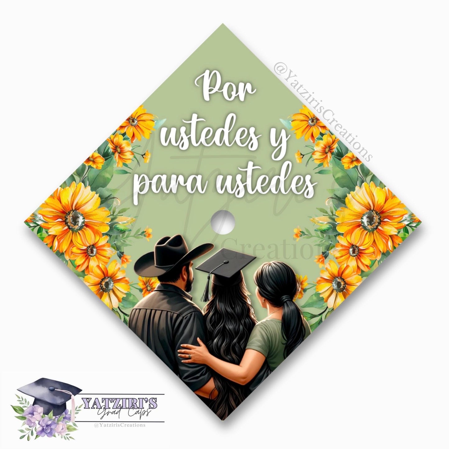 Mexican Family Sunflower Printed Graduation Cap Topper