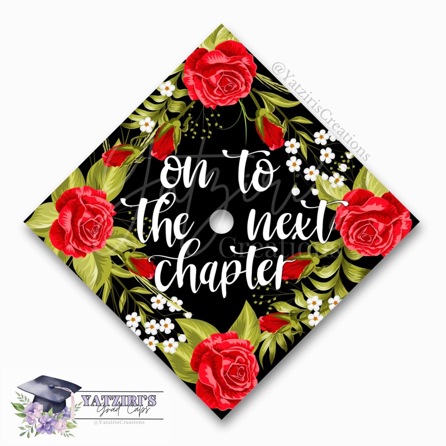 Floral Printed Graduation Cap Topper