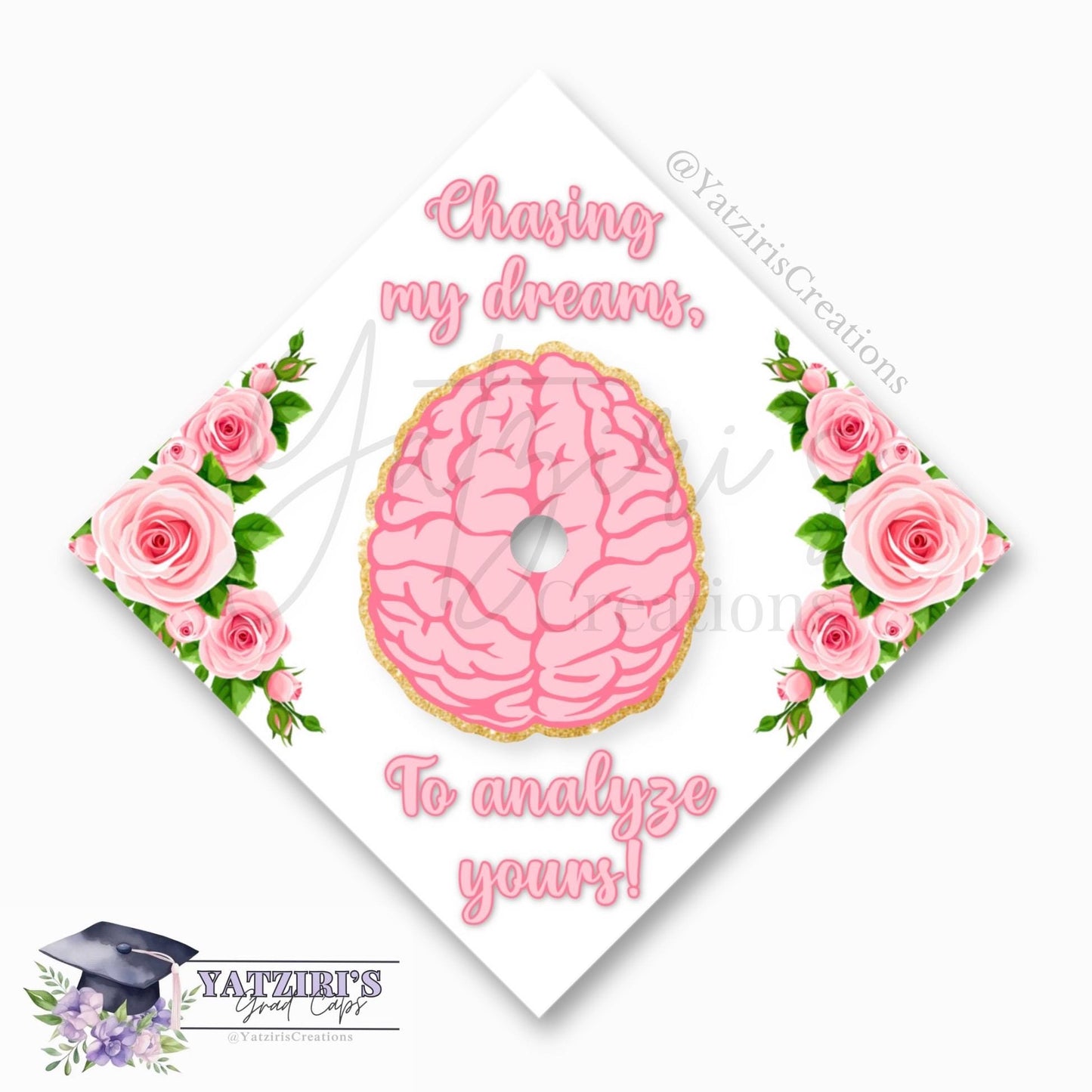 Floral Psychology Brain Printed Graduation Cap Topper