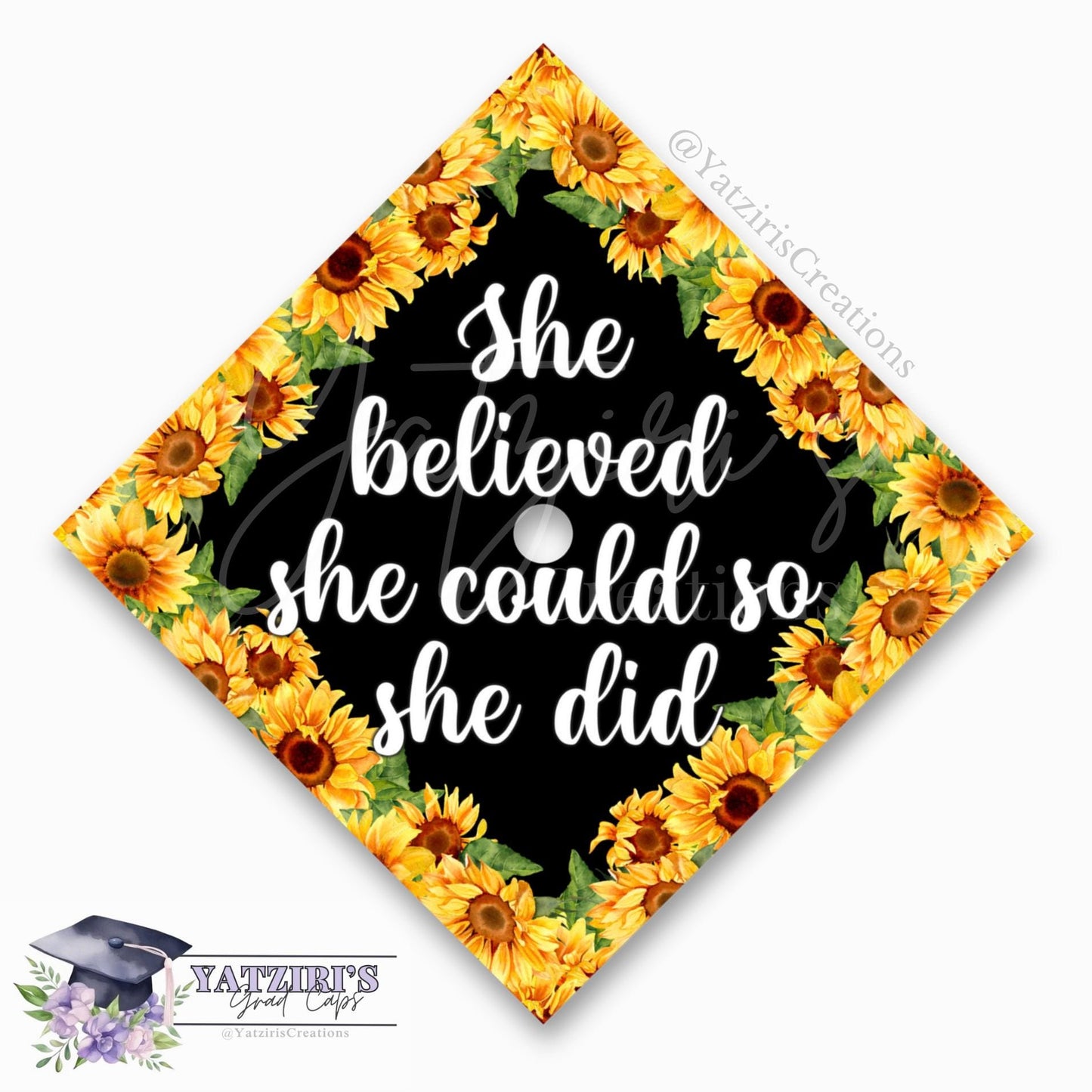 Sunflower Printed Graduation Cap Topper