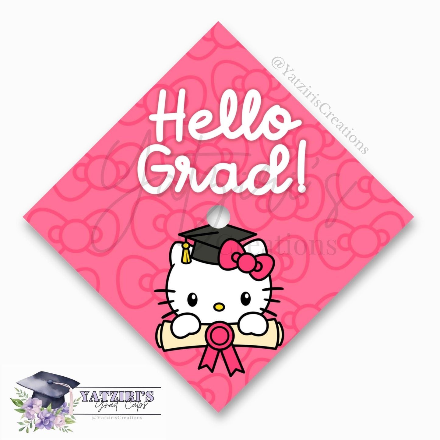 Hello Grad Printed Graduation Cap Topper