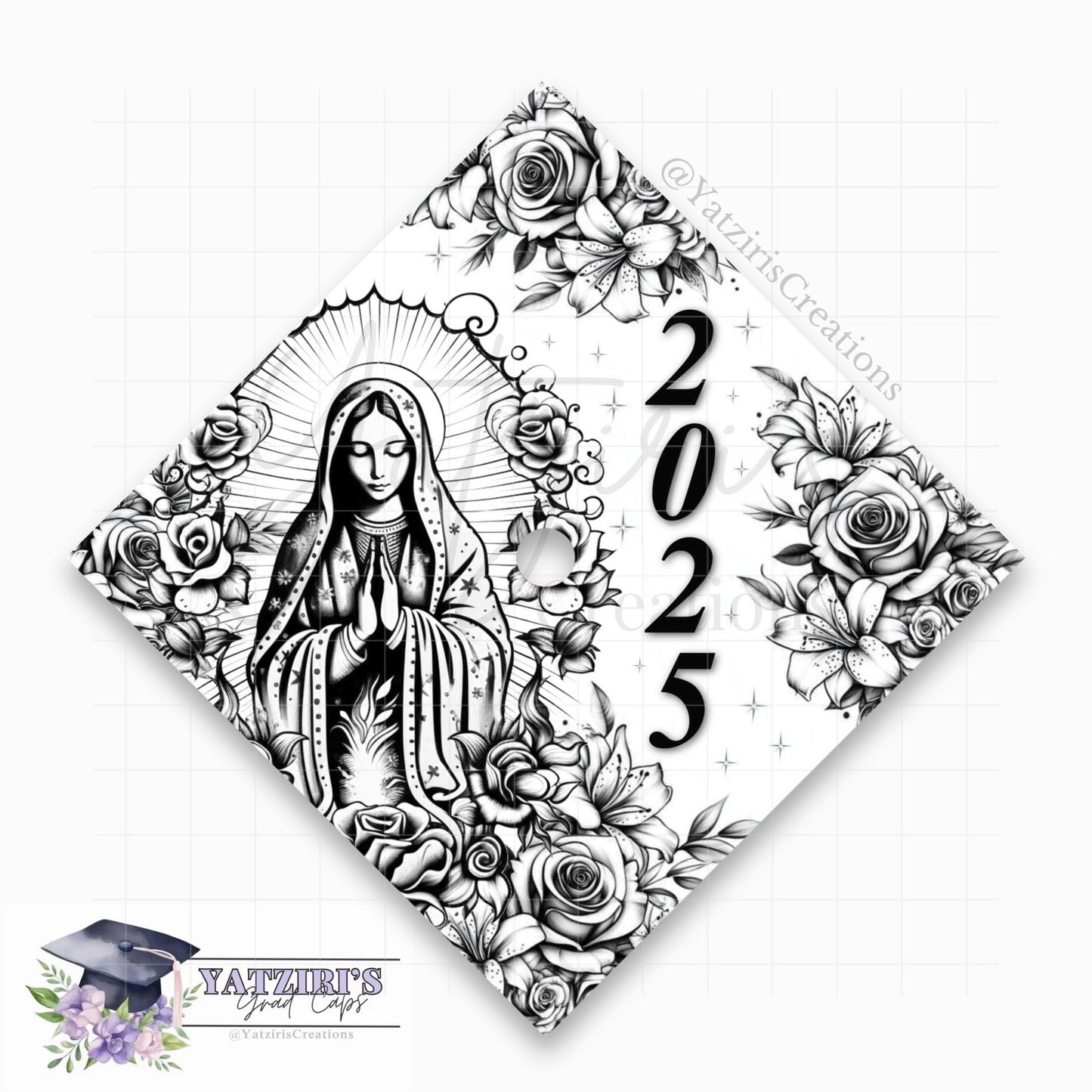 Virgin Mary Printed Graduation Cap Topper