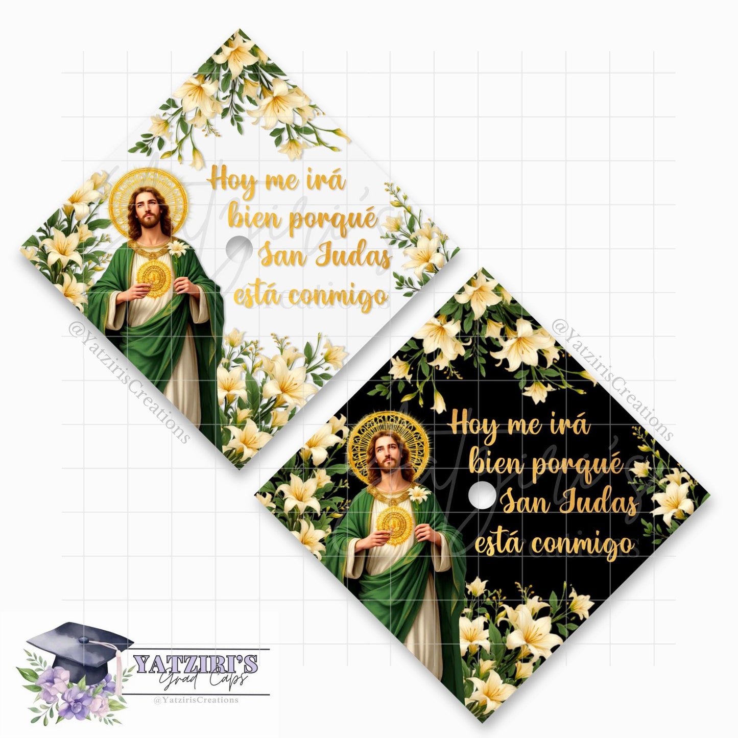 San Judas Floral Printed Graduation Cap Topper