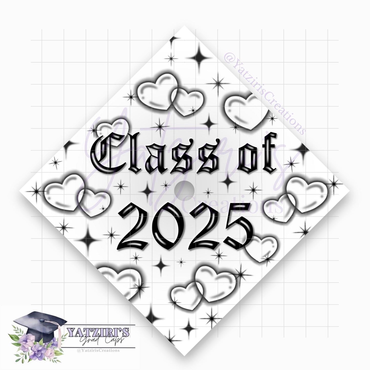 Y2K Airbrush Design Printed Graduation Cap Topper