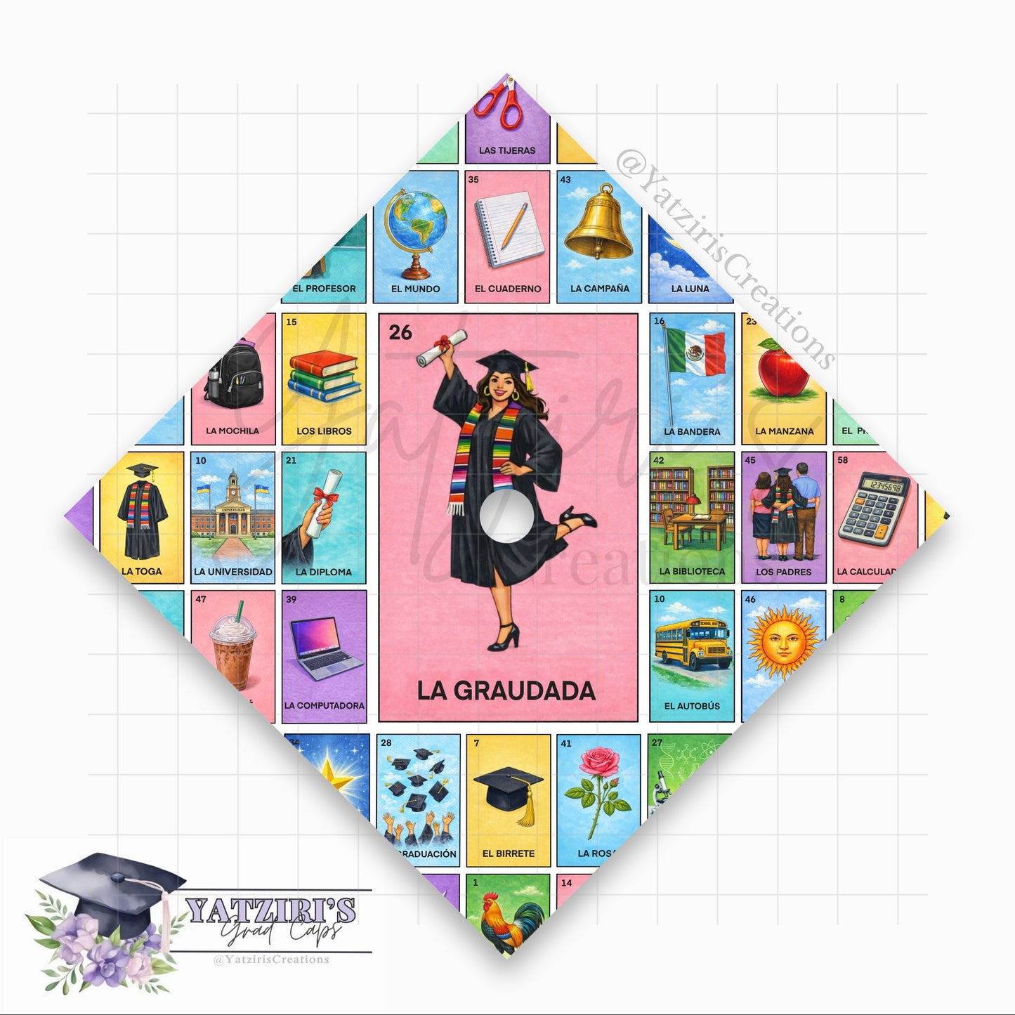 La Graduada Lotería Printed Graduation Cap Topper