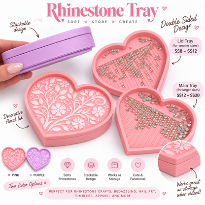 Heart Shaped Rhinestone Tray Double Sided
