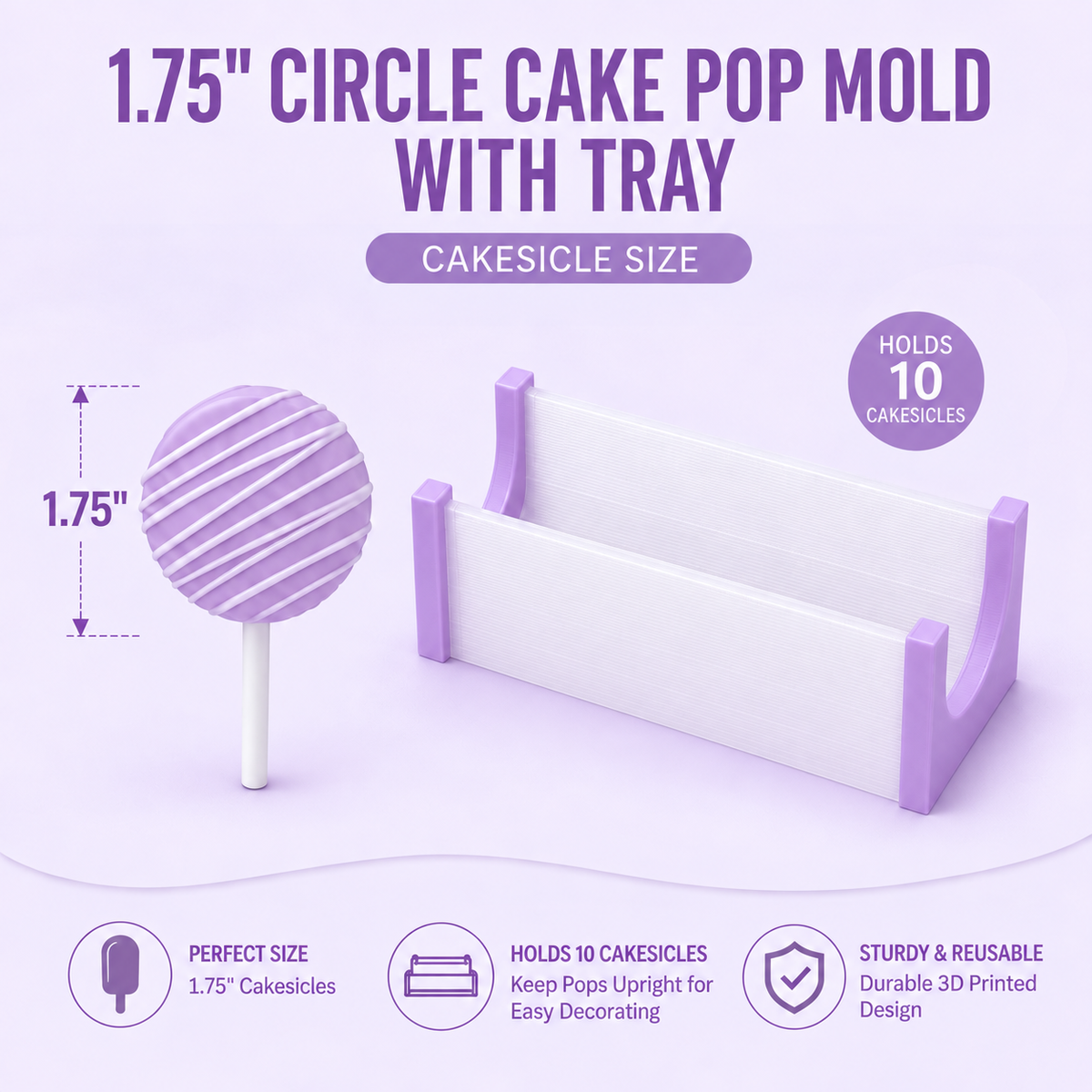 1.75’ Circle Cakesicle Mold Set with Popper & Tray