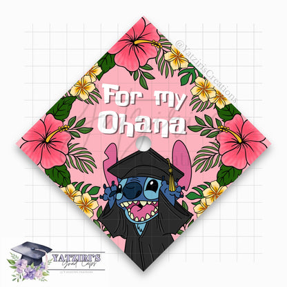 For My Ohana Printed Graduation Cap Topper