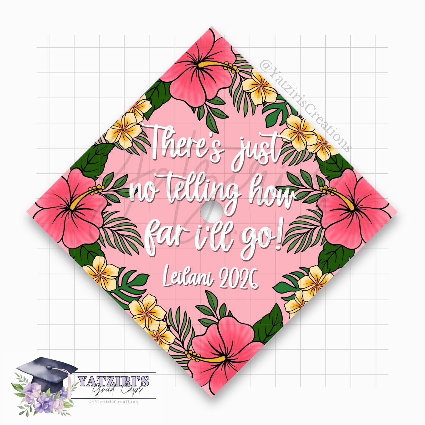 Hibiscus Tropical Printed Graduation Cap Topper