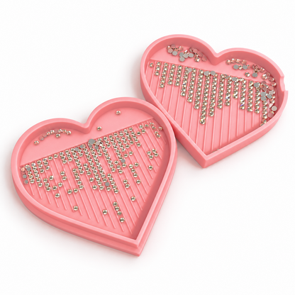 Heart Shaped Rhinestone Tray Double Sided