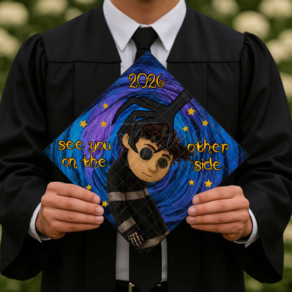 See You On The Other Side Guy Printed Graduation Cap Topper