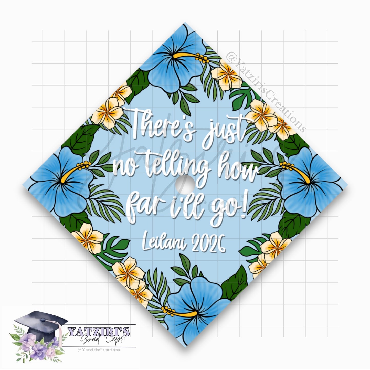 Hibiscus Tropical Printed Graduation Cap Topper
