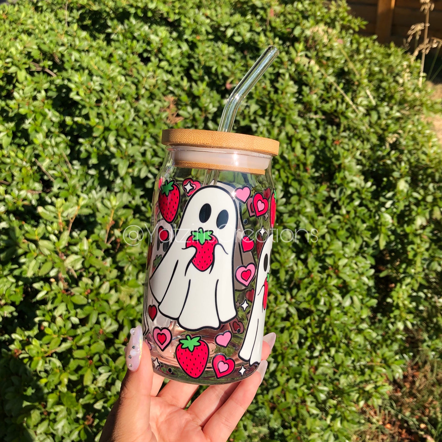 Strawberry Ghost Glass Can