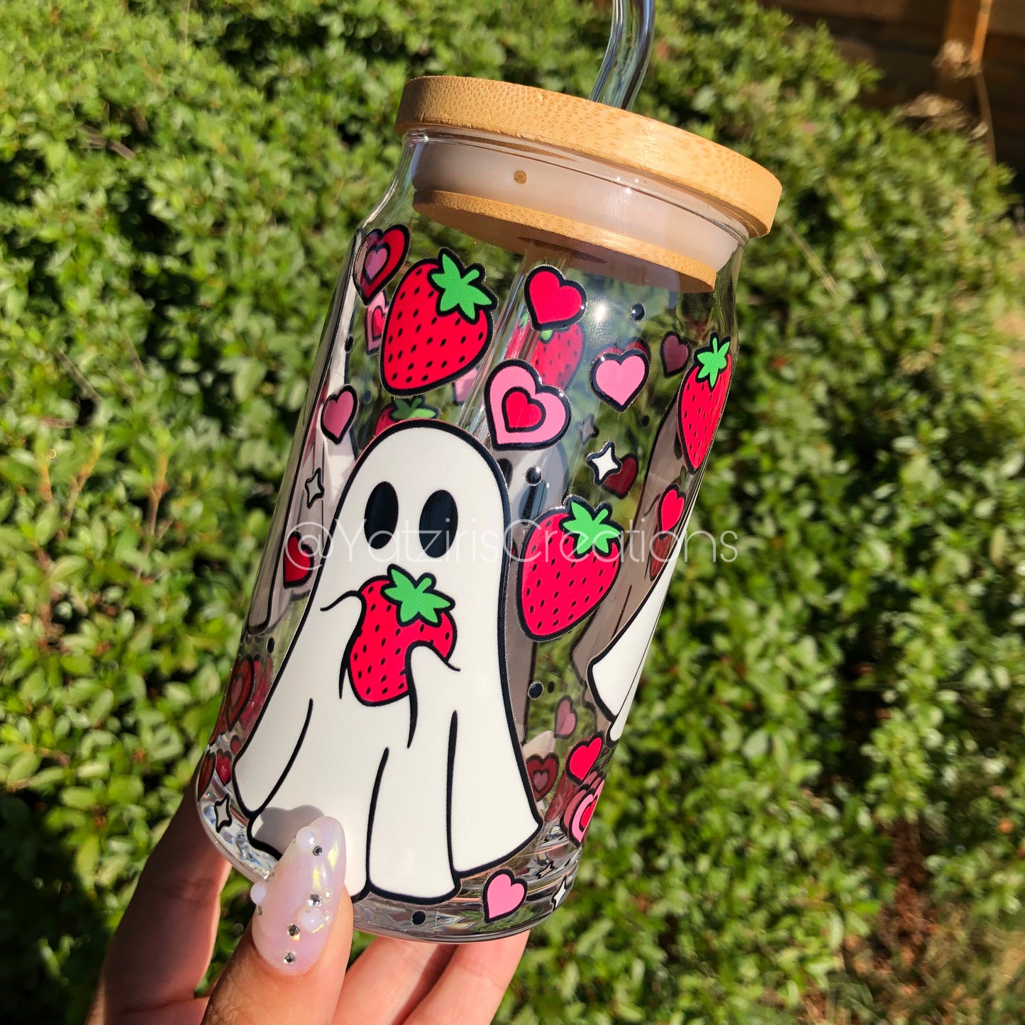 Strawberry Ghost Glass Can