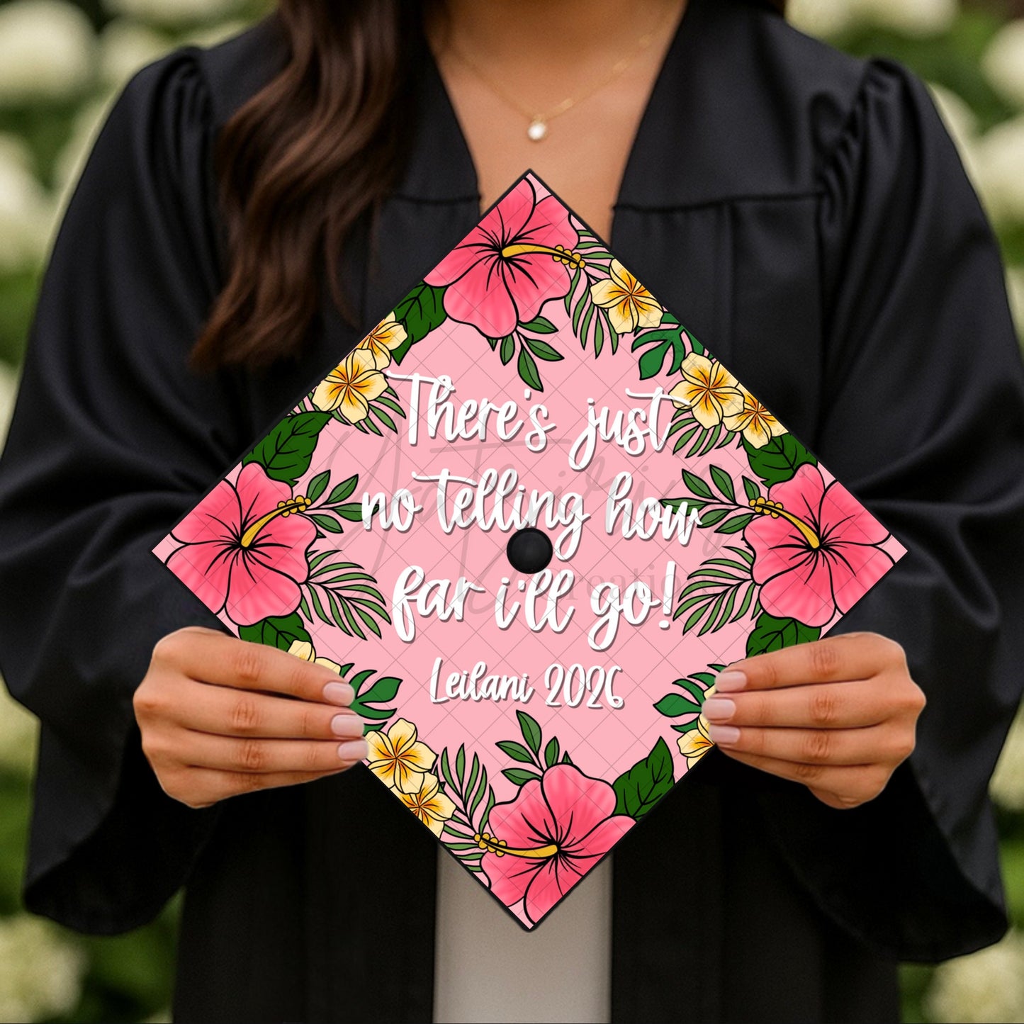 Hibiscus Tropical Printed Graduation Cap Topper