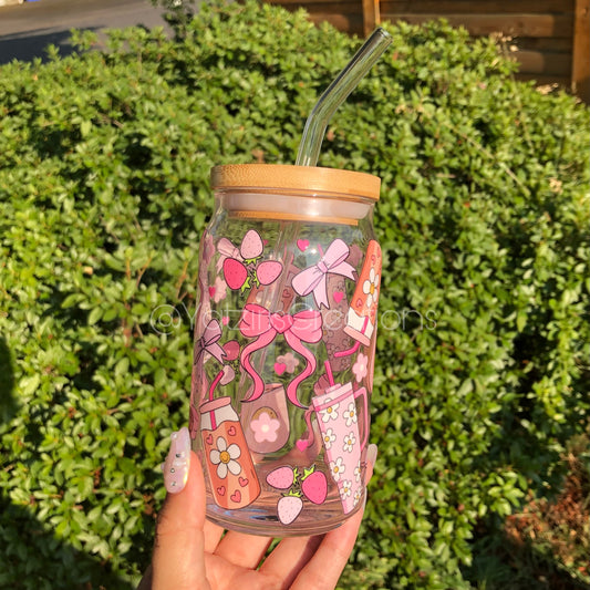 Pink Girly Things Glass Can