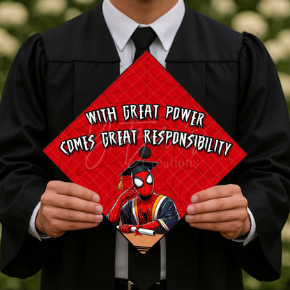 With Great Power Printed Graduation Cap Topper