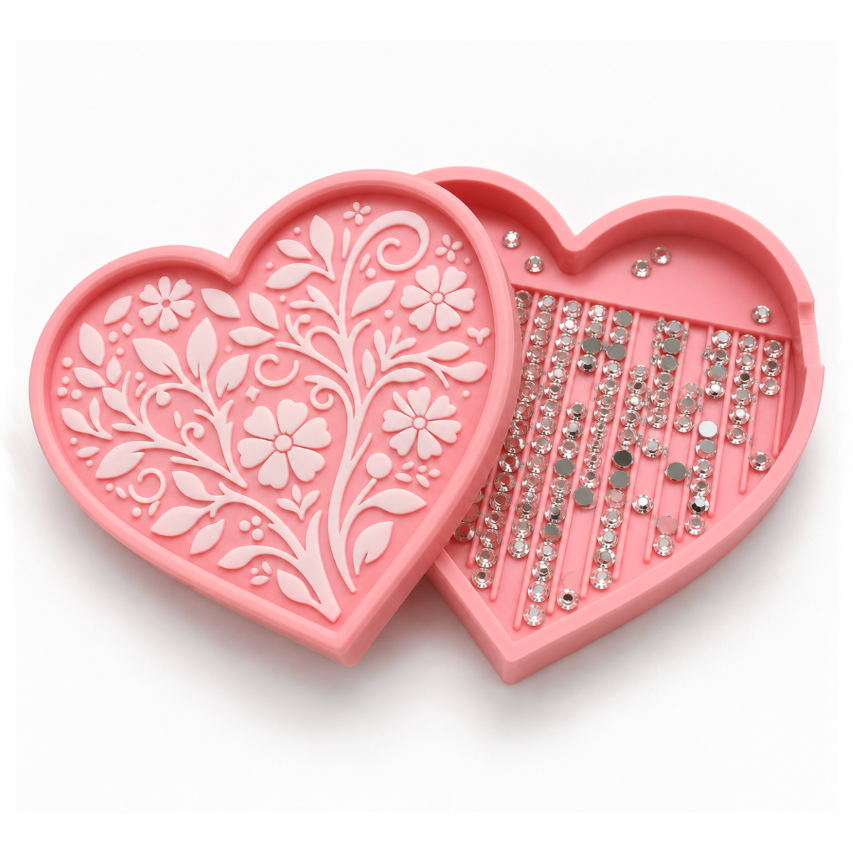 Heart Shaped Rhinestone Tray Double Sided