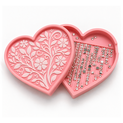 Heart Shaped Rhinestone Tray Double Sided