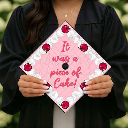 Piece of Cake Printed Graduation Topper