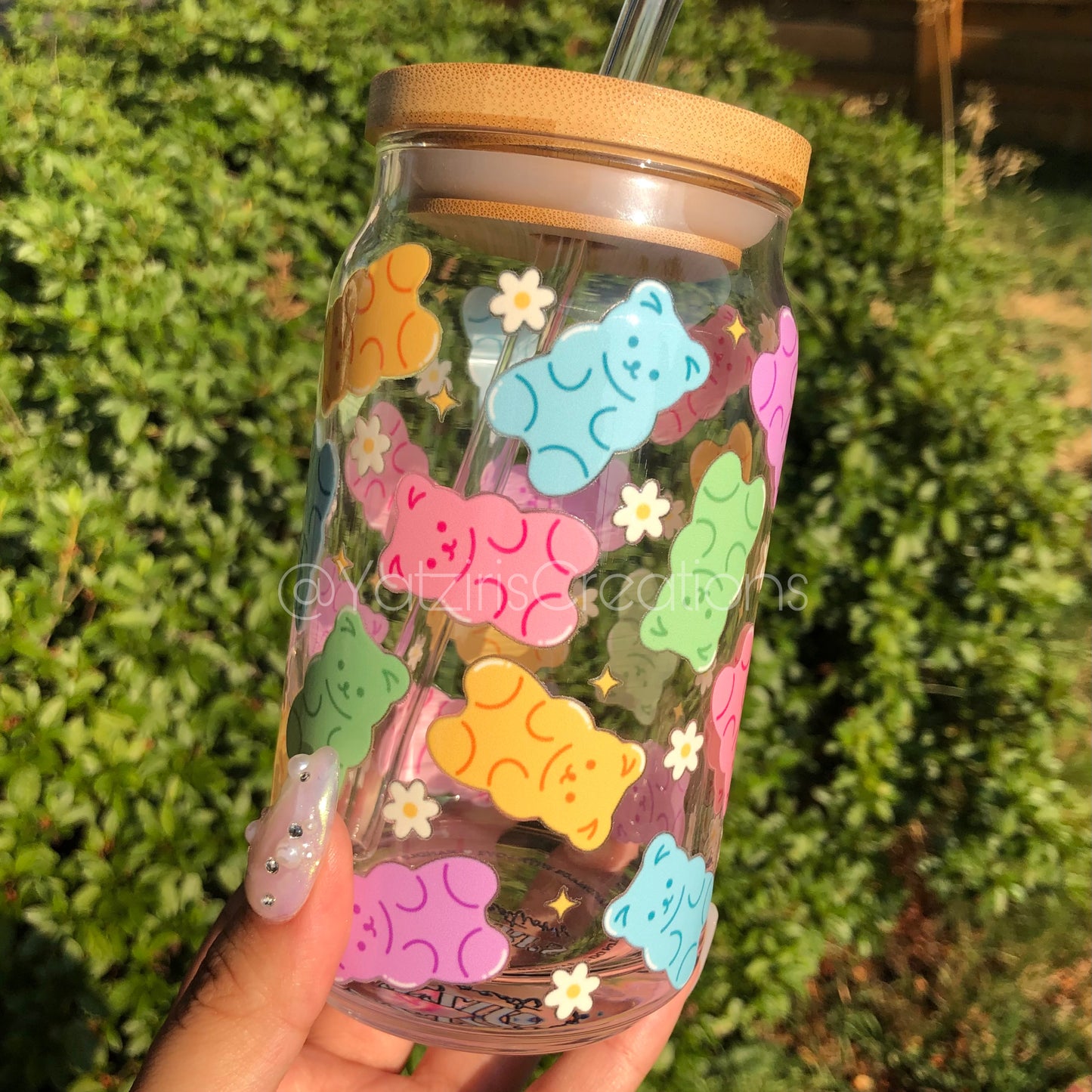 Colorful Gummy Bears Glass Can