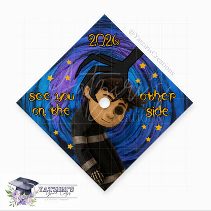 See You On The Other Side Guy Printed Graduation Cap Topper