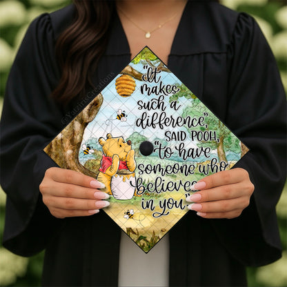 Pooh Bear Printed Graduation Cap Topper