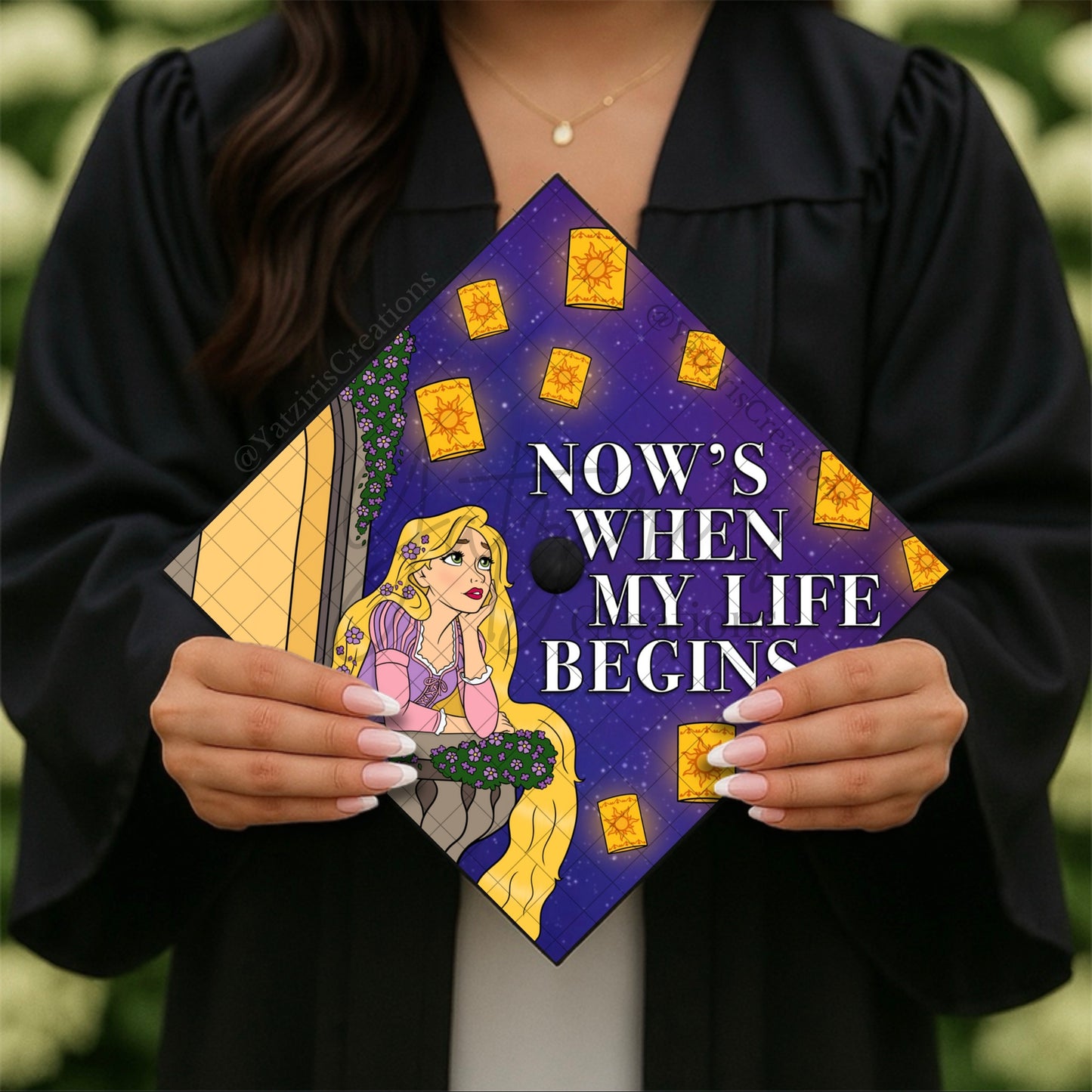 Princess Lanterns Printed Graduation Cap Topper