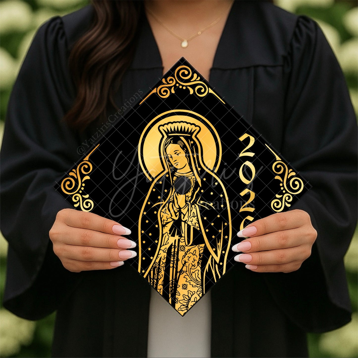 Virgin Mary Printed Graduation Cap Topper