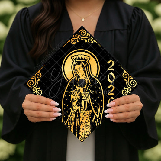Virgin Mary Printed Graduation Cap Topper