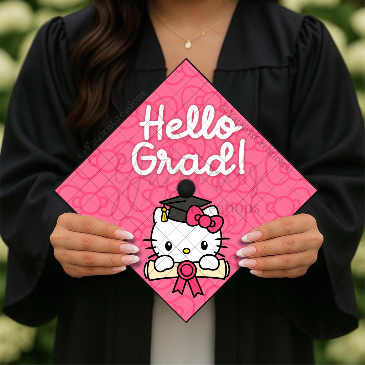 Hello Grad Printed Graduation Cap Topper