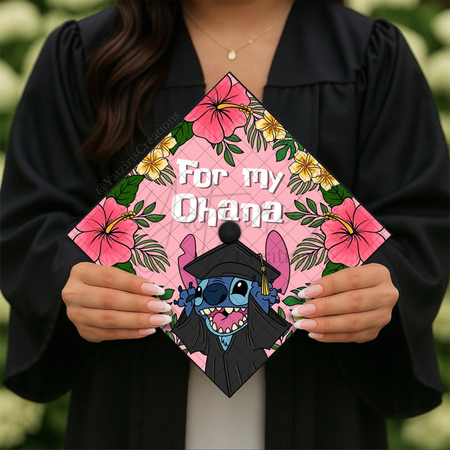For My Ohana Printed Graduation Cap Topper