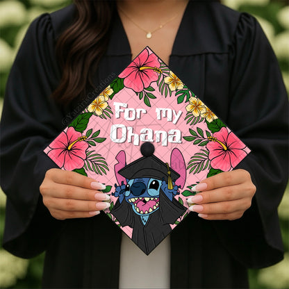 For My Ohana Printed Graduation Cap Topper