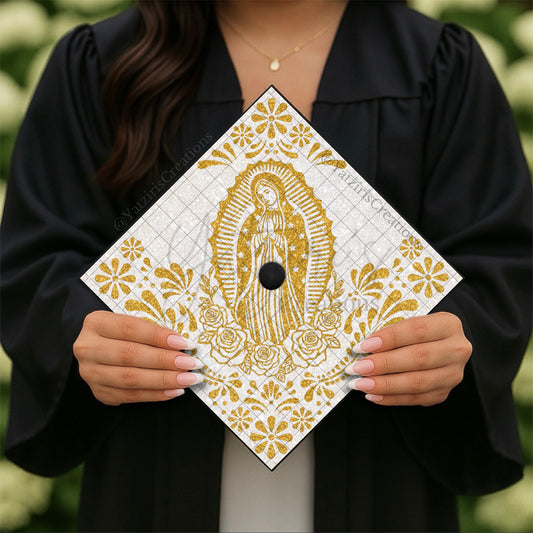 Talavera Virgin Mary Printed Graduation Cap Topper