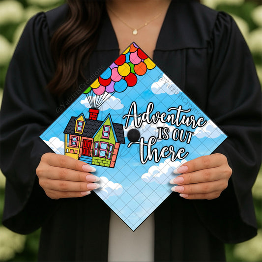 Adventure is out there Printed Graduation Cap Topper