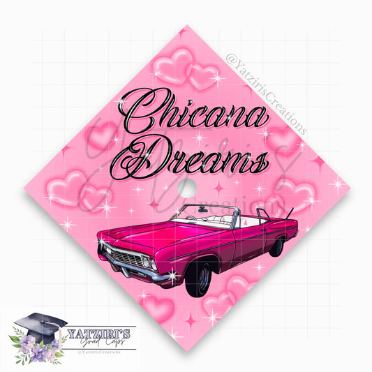 Chicana Dreams Lowrider Printed Graduation Cap Topper