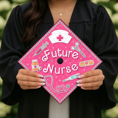 Future Nurse Printed Graduation Cap Topper