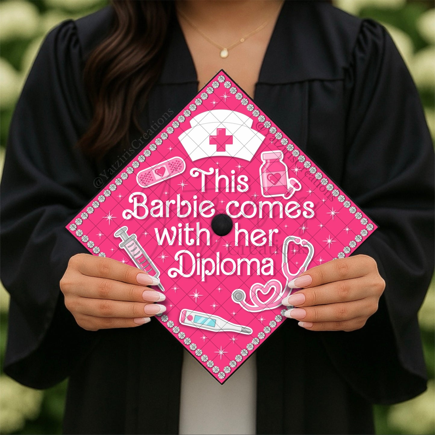 Barbie Nurse Printed Graduation Cap Topper