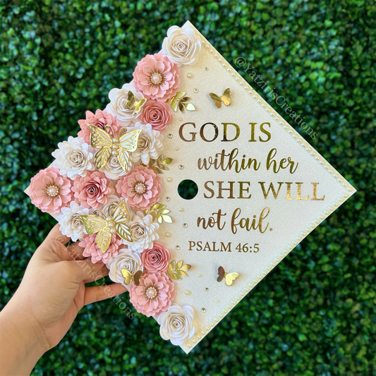 Personalized Graduation Cap Topper Pink & Gold