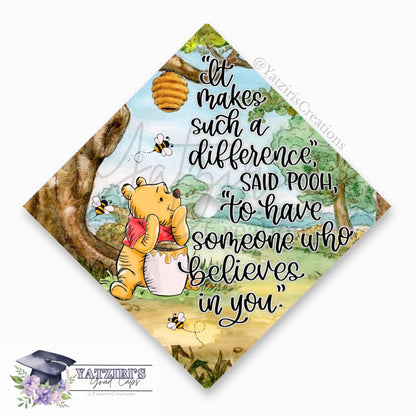 Pooh Bear Printed Graduation Cap Topper