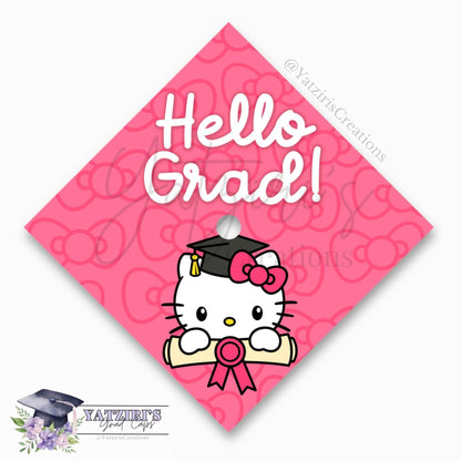 Hello Grad Printed Graduation Cap Topper